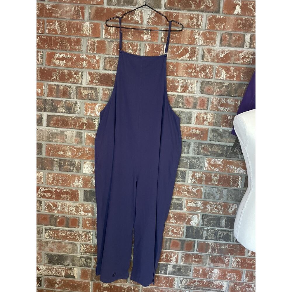 Yesno Blue Cotton Linen Sleeveless Baggy Wide Leg Jumpsuit Size 3X Minimalist